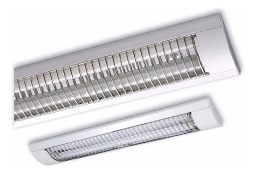 Plafon Led Aplicar Con Louver Para 2 Tubos T8 Oficina Blanco