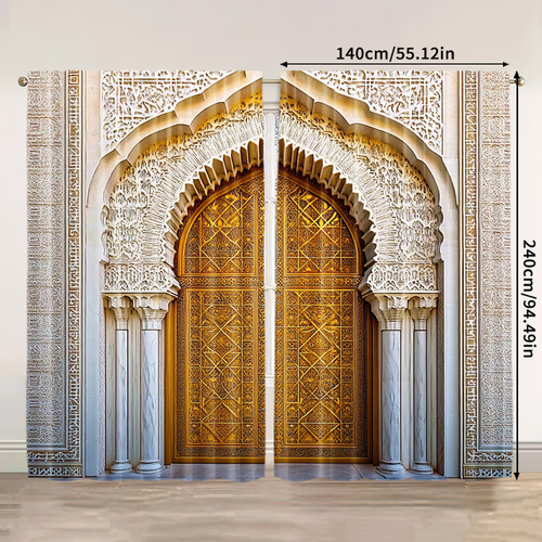 2 Peças De Cortinas Primavera-verão, Arquitetura De Estilo D