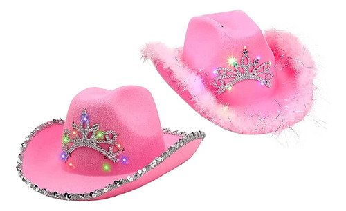 2 Sombreros De Vaquero Iluminados Para Mujeres Y Niñas A