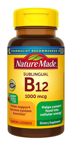 Vitamin B12 1000 Mcg Sublingual Nature Made 50 Pastillas