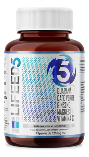 Suplemento Alimenticio Lifeed Energy Cápsulas Guaraná Café Ginseng Magnesio Vitamina C