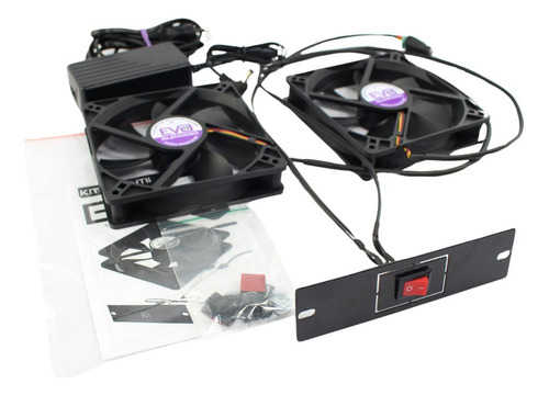 Kit Ventilação Rack Servidor (exaustor) 2 Coolers Silencioso Cor Preto