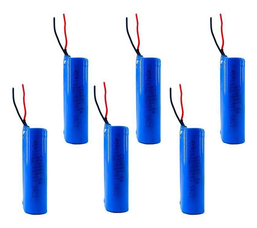 6x Super Bateria 3,7v 18650 2200mah Com Fio