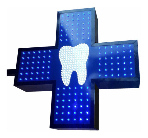Cartel Cruz Led Odontólogo 60x60, Doble Faz, Multiefectos