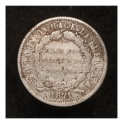 Bolivia 10 Centavos 1871 Er Mb Plata Km 153.1 