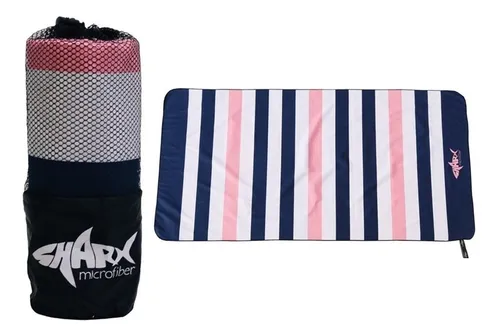 comprar Toalla Sharx* 80x160cm Rayas Azul Y Rosa Envío Gratis