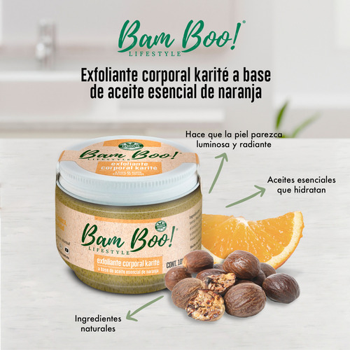 Imagen 4 de 8 de Crema Bam Boo! Lifestyle Exfoliante crema exfoliante de karité con naranja para piel mixta de 100g