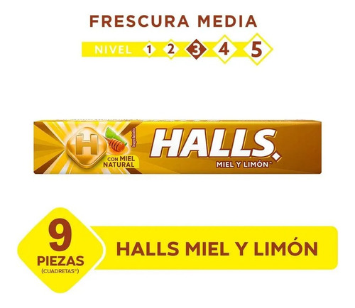 Pastillas Miel Limón Halls 24pz De 9 Caramelos C/u Adams E