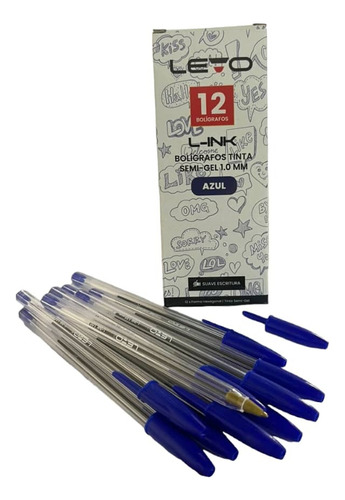 Bolígrafos Levo Azul X12 Semi-gel Por 2caja