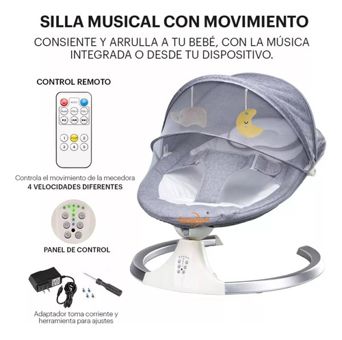 Silla Mecedora Eléctrica Inteligente Para Bebés Multifunción Con Sonido Eshopangie