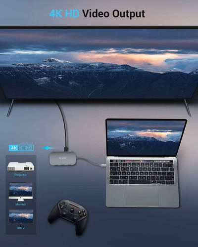 Usb C Hub, Totu 8-in-1 Type C Hub With Ethernet Port, 4k Usb