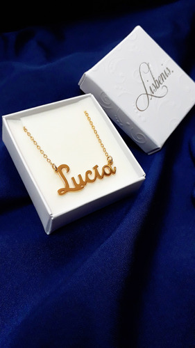 Nombre Personalizado Cadena Enchapado En Oro Caja De Regalo Dorado