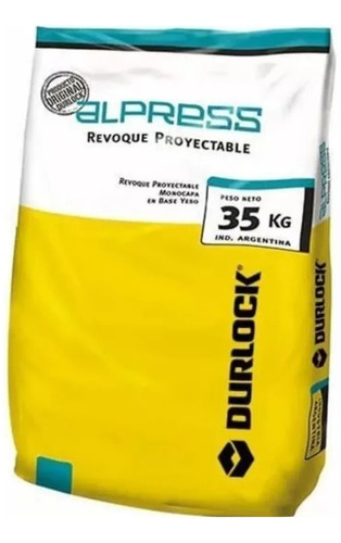 Bolsa De Yeso Pared Alpress Proyectable Durlock X 35kg
