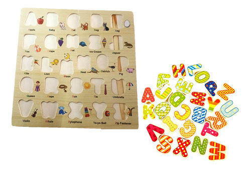 Kit Tablero Abecedario Numero Alfabeto Madera Ingles Encajab