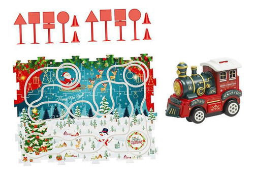 Juego De Rompecabezas De Tren Navideño Con Vías, 25 Piezas