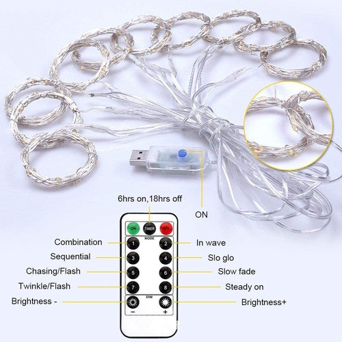 Imagen 7 de 7 de Luz De Cortina Led Voz Activada Usb Navidad Rgb Luces 3x3m