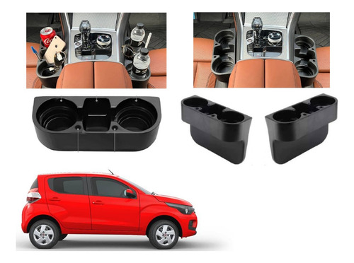 2x Porta Vasos + Celular Fiat Mobi 2022 A 2024 2025 Negro