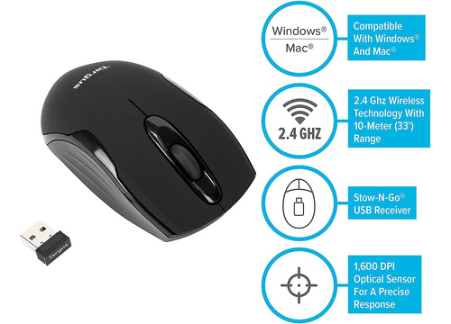 Ratón Targus, Inalámbrico/con Adaptador Usb/pc O Mac