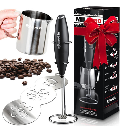 Batidor De Leche Manual Powerlix Potente Con Soporte Y Alime