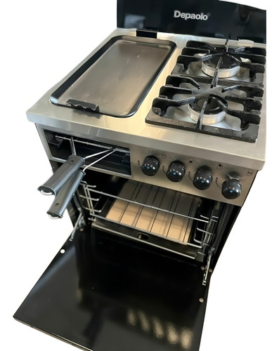 Cocina Ciega A Gas 2 Hornallas Plancha Y Tostador De Paolo Color Plateado