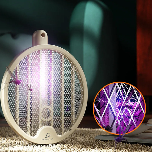 Mata Moscas Eléctrico Recargable 2 En 1 Con Luz Uv Color Blanco Ele-gate