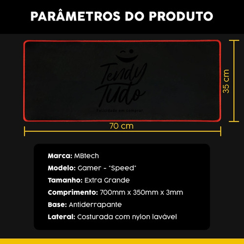 Imagem 8 de 8 de Mouse Pad Speed Gamer Extra Grande 70 X 35 Borda Costurada
