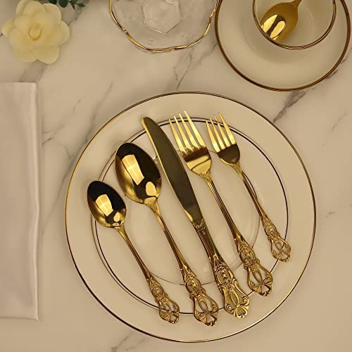 Runfly Gorgeous Retro Royal Gold Juego De Cubiertos De Acero