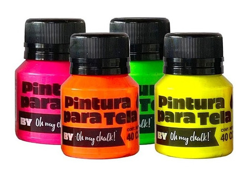 Oh My Chalk! Pintura Para Telas Kit Fluo 4 Colores 40 Cc