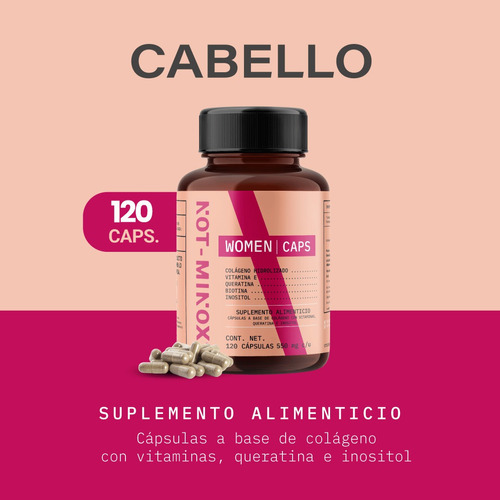 Imagen 2 de 6 de Capsulas Not Minox Mujer Crecimiento Cabello Queratina Vit E Sabor Neutral