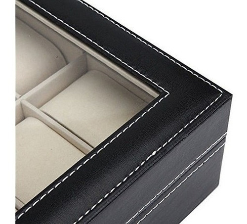 Imagen 2 de 5 de Readaeer Black Leather 12 Watch Box Case Organizador Display