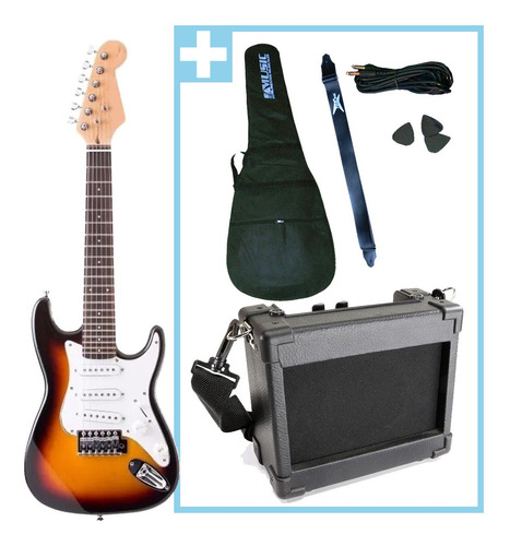 Combo Guitarra Electrica Junior + Amplificador Y Accesorios