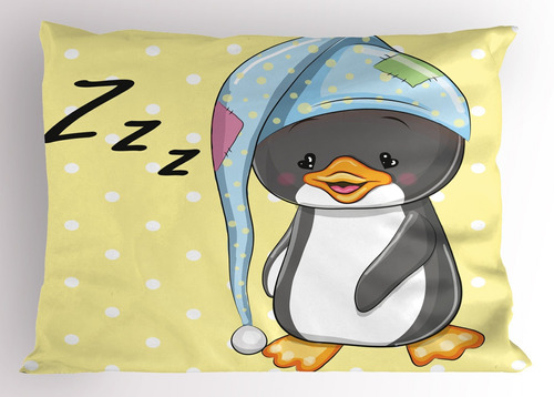Lunarable Cartoon Pillow Sham, Sleepy Baby Penguin Pulgadas 
