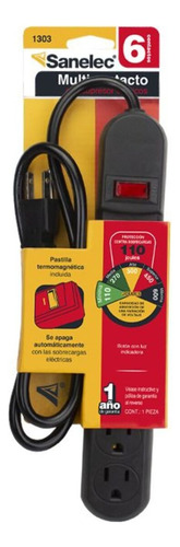 Multicontacto 6 Entradas C/supresor De Picos 110j