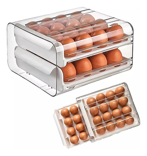 Caja De Almacenamiento De Huevos Doble Capa Para 32 Unidades