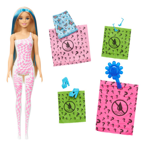 Boneca Barbie Color Reveal Arco Iris C/1 Boneca+4 Acessórios