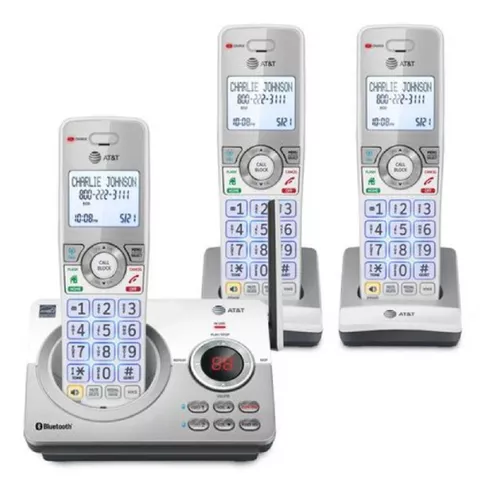  AT&T - Teléfono inalámbrico expandible con sistema de respuesta  y teclas XL retroiluminadas, 5 terminales, champán claro : Productos de  Oficina