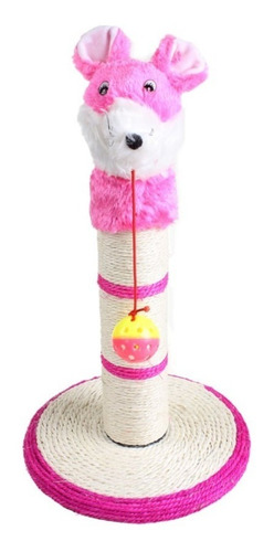 Brinquedo Arranhador Gatos Torre Sisal Pelúcia Rosa Com Bola