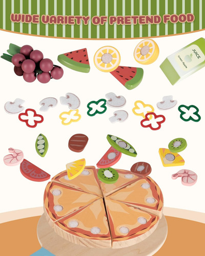 Juguete De Pizza De Madera, Juguetes De Juego De Simulación