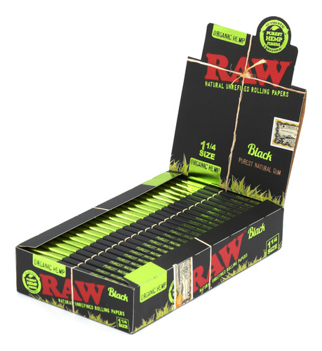 Papel De Liar Crudo Negro Orgánico De 1 1/4 (78 Mm) 1200 Pap