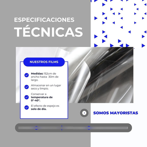 Film Espejado Plata Ventana Control Calor Uv Privacidad 14 M