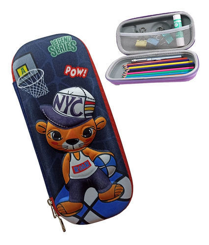 Estuche para lápices Lapis 3D para dibujar dibujos animados de gatos, unicornios, unicornios, color azul