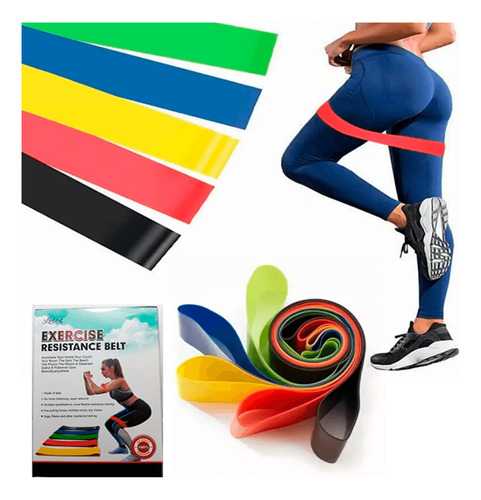 5 Bandas Ligas Elásticas Resistencia Ejercicios Yoga Gym