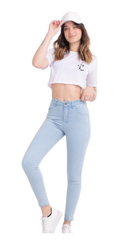 Jeans Mujer Elastizados Chupin Tiro Alto Con Botones Oferta