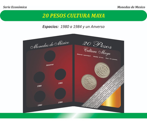 20 Pesos Cultura Maya. Album Coleccionador De Lujo