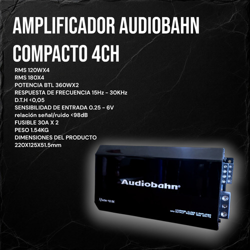 Amplificador Audiobahn Prime 4ch Murder 1500w Max Negro