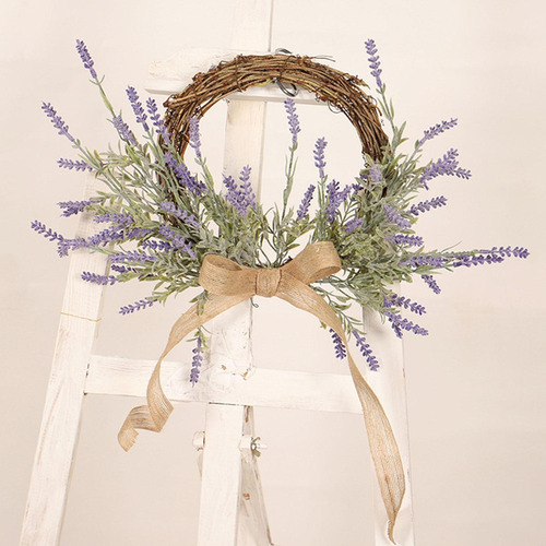 Corona De Lavanda Artificial De 16 Pulgadas, Flores Moradas,