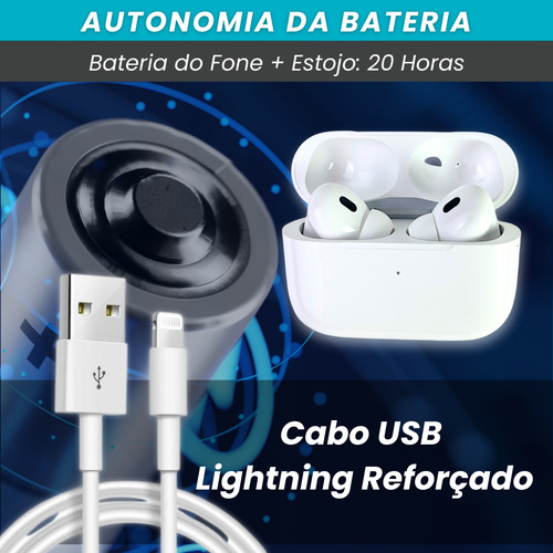 Fone Tws Kimaster 5.3 Branco Sem Fio Com Case Magnético