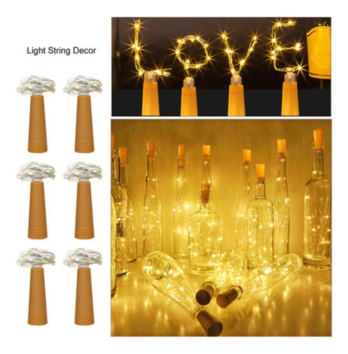 Guirnalda De Luces Led Con Forma De Botella De Corcho, 6 Uni