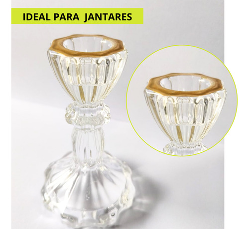 Castiçal Candelabro Cristal Translucido Transparente Vidro