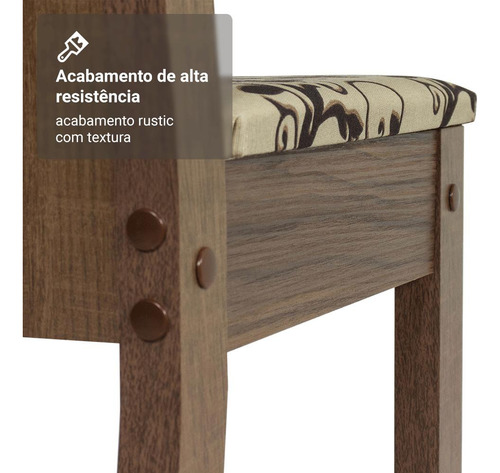 Sala De Jantar Mesa Tampo De Vidro 4 Cadeiras Camélia Madesa Cor Rustic/Bege Marrom